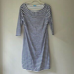 J McLAUGHLIN Mari Dress Catalina Cloth Blue White Stripes Stretch Women's Sz M